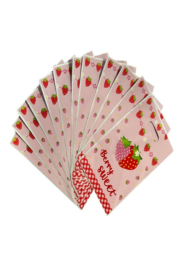 LYK 30pcs Strawberry Treat Bags - Fruit Themed Party Favor Gift Bags - Red Strawberry Pattern - Birthday & Bridal Shower Occasion - Image 4